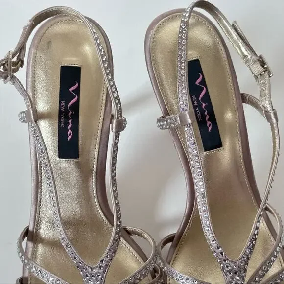 Nina Champagne Platform Sandal Size 9M - Picture 9 of 11